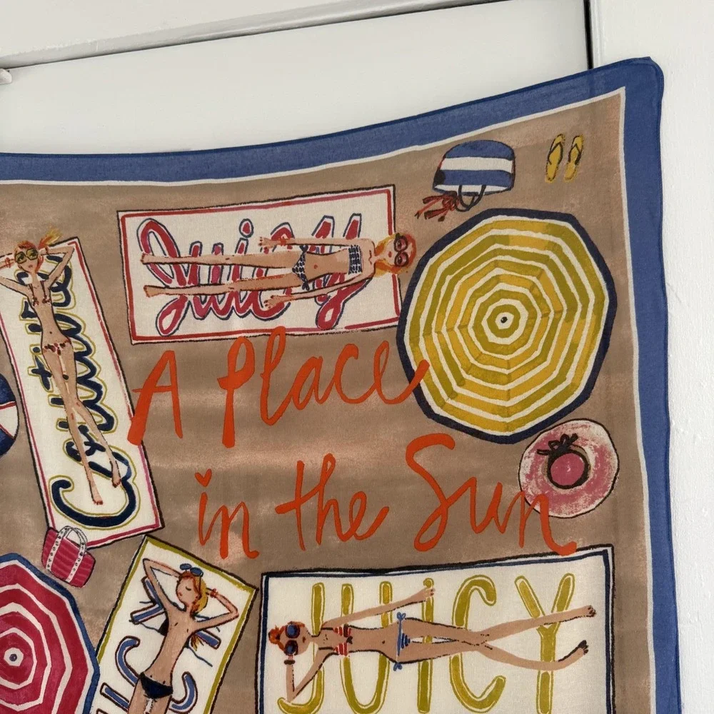 Juicy Couture Scarf Womens Multicolor Chiffon Square A Place In The Sun Beach